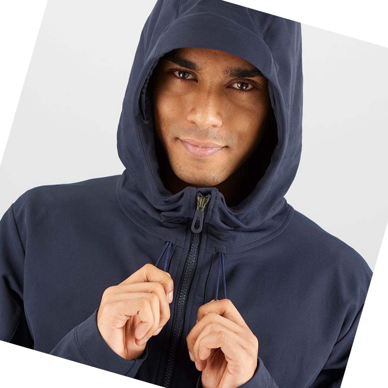 Salomon OUTPEAK SOFTSHELL Kabát Férfi Sötétkék | 74362-KGFJ