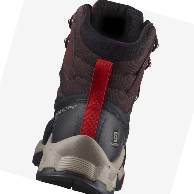 Salomon QUEST ELEMENT GORE-TEX Túracipő Férfi Szürke Piros | 74560-INGZ