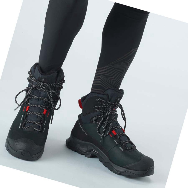 Salomon QUEST WINTER THINSULATE™ CLIMASALOMON™ WATERPROOF Téli Csizma Férfi Fekete | 12957-RMOE