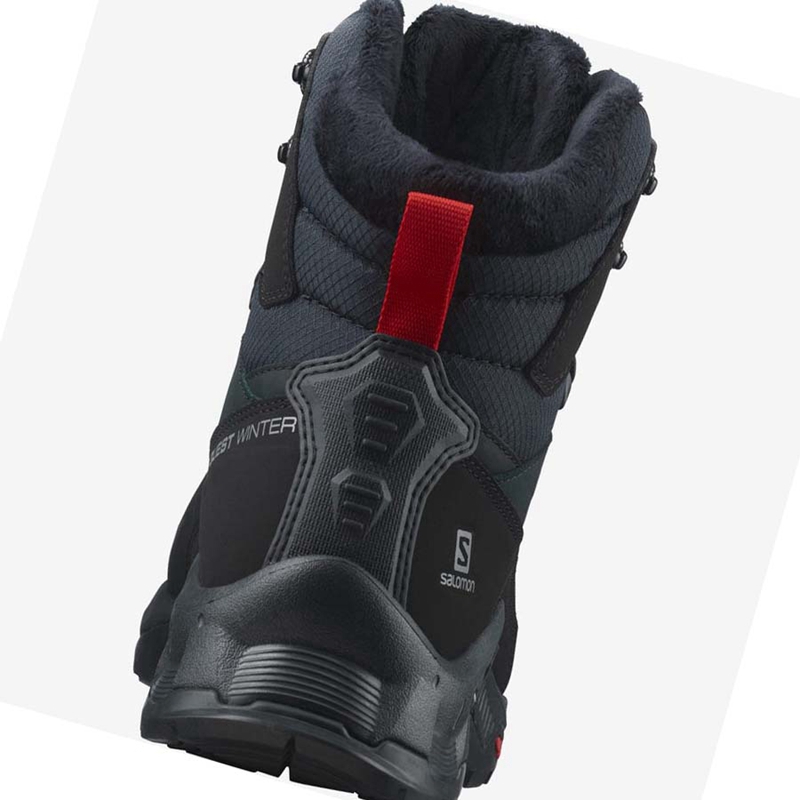 Salomon QUEST WINTER THINSULATE™ CLIMASALOMON™ WATERPROOF Téli Csizma Férfi Fekete | 12957-RMOE