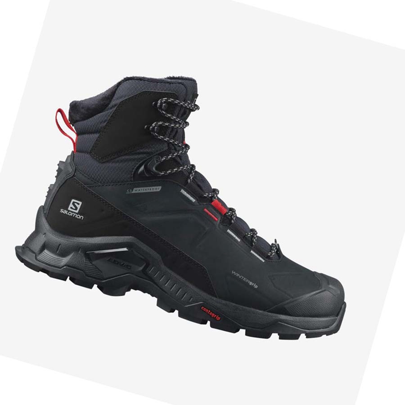 Salomon QUEST WINTER THINSULATE™ CLIMASALOMON™ WATERPROOF Téli Csizma Női Fekete | 19478-MOAN