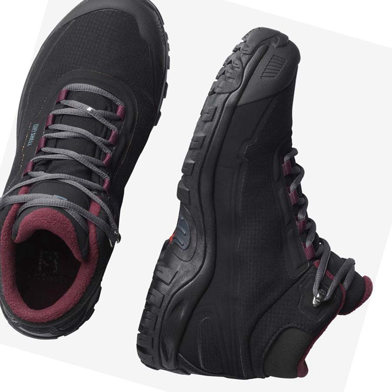 Salomon SHELTER CLIMASALOMON™ WATERPROOF Téli Csizma Női Fekete | 18072-VTRZ
