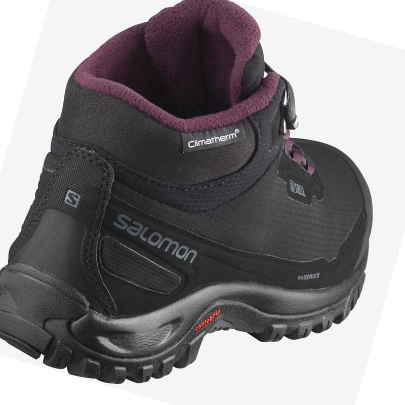 Salomon SHELTER CLIMASALOMON™ WATERPROOF Téli Csizma Női Fekete | 18072-VTRZ