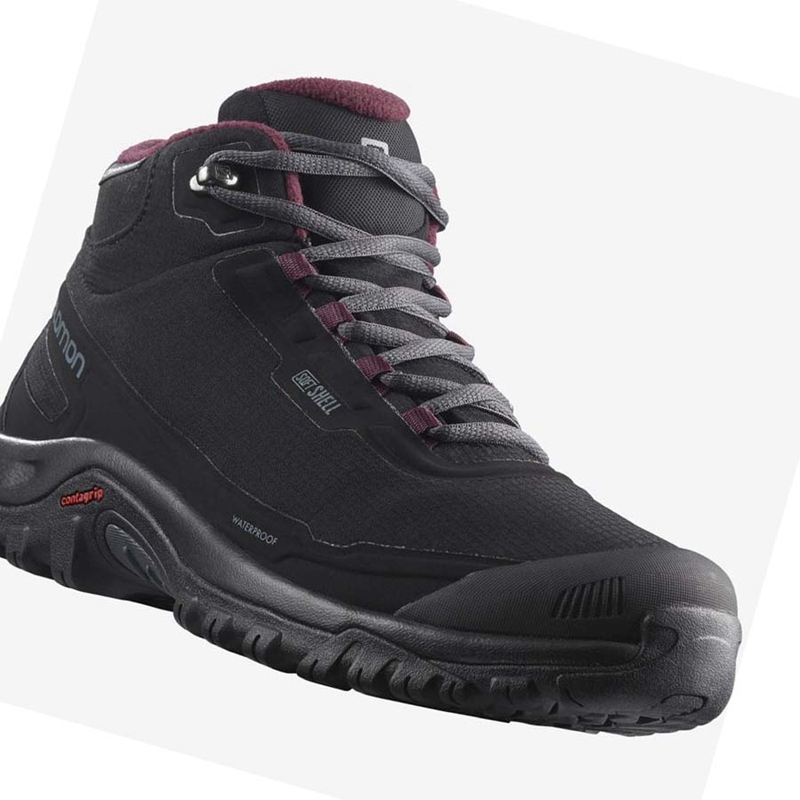Salomon SHELTER CLIMASALOMON™ WATERPROOF Téli Csizma Női Fekete | 18072-VTRZ