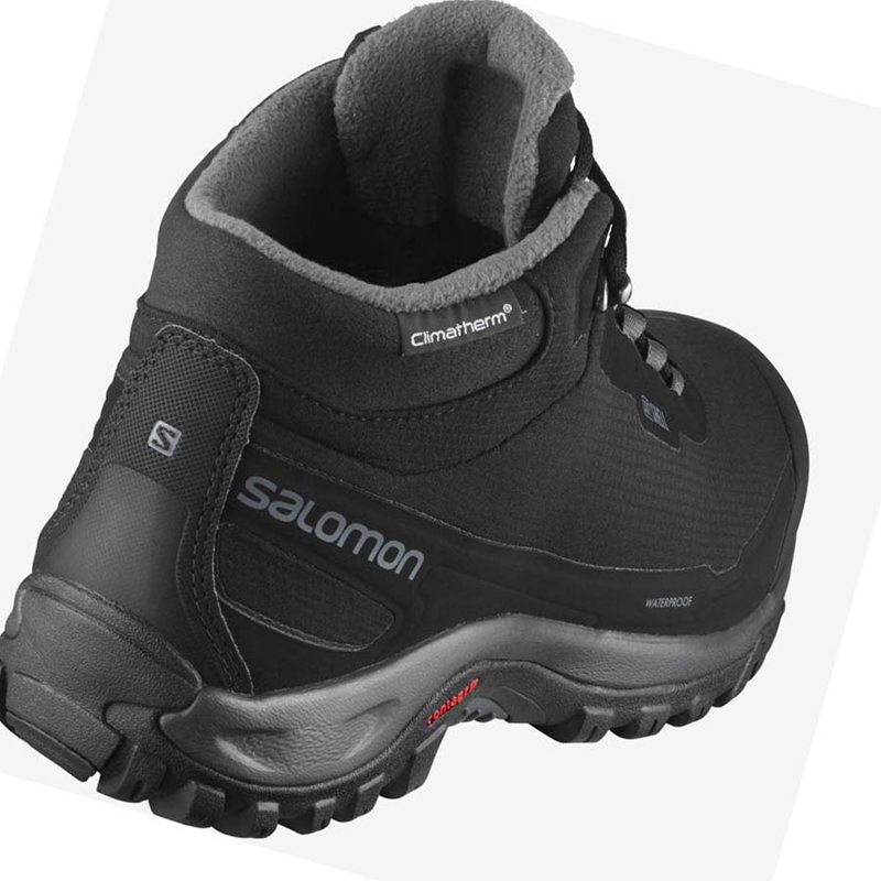 Salomon SHELTER CLIMASALOMON™ WATERPROOF Téli Csizma Férfi Fekete | 83261-XAVB