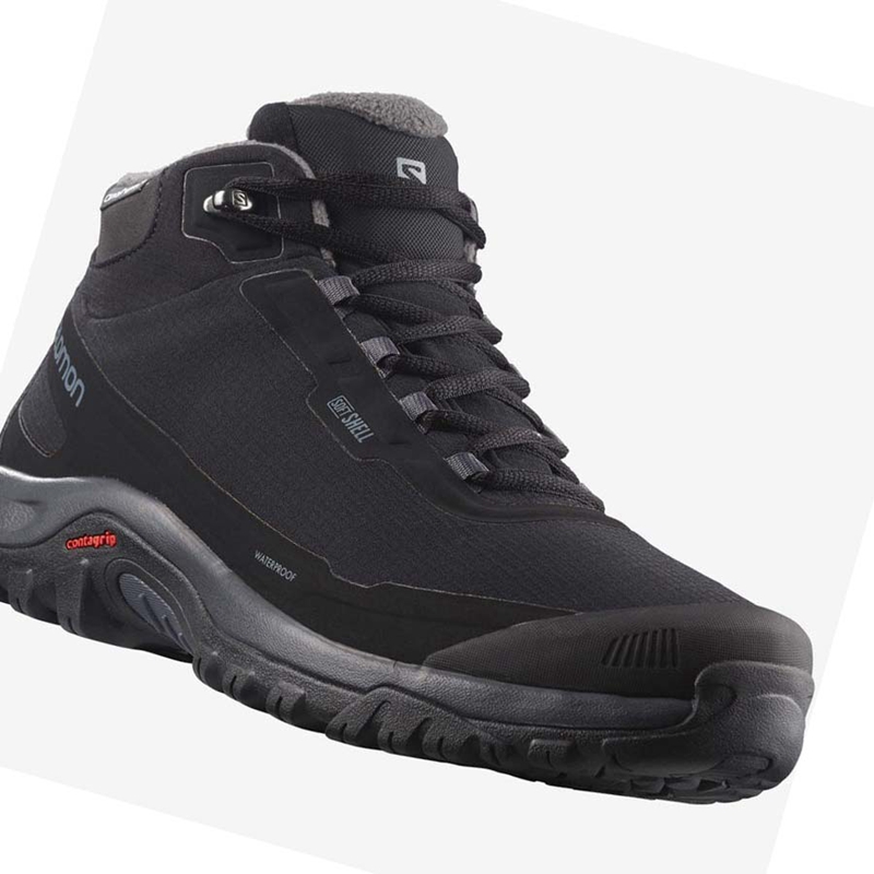 Salomon SHELTER CLIMASALOMON™ WATERPROOF Téli Csizma Férfi Fekete | 83261-XAVB