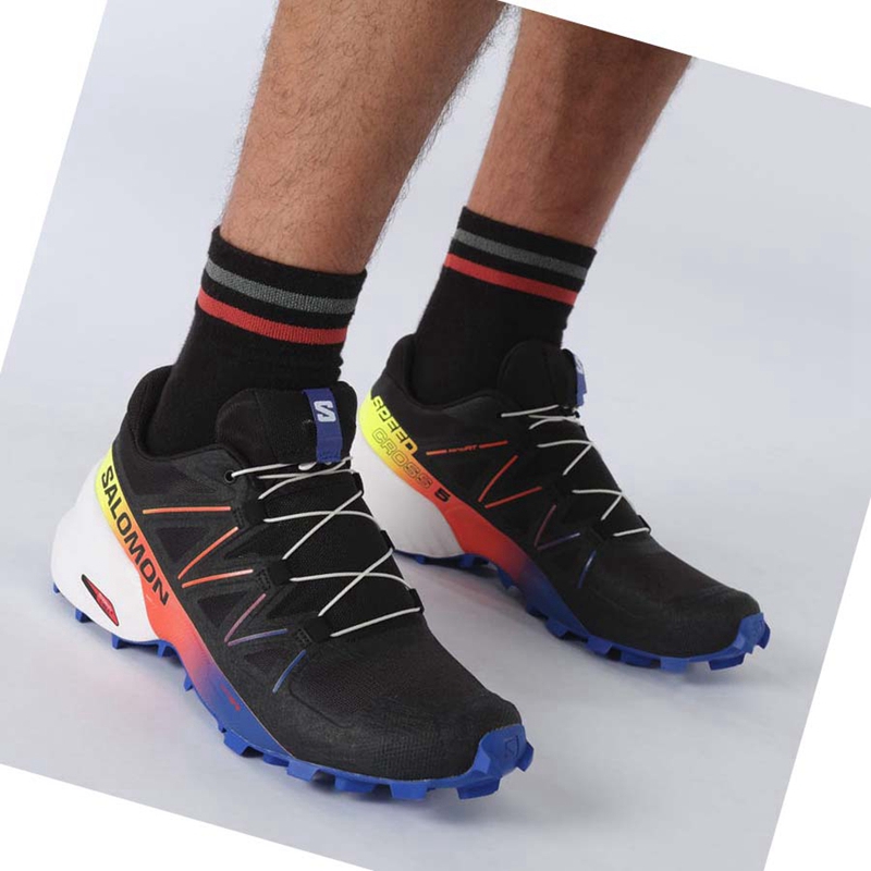 Salomon SPEEDCROSS 5 RACING PACK Trail Futócipő Férfi Fekete Kék | 95370-PFEW