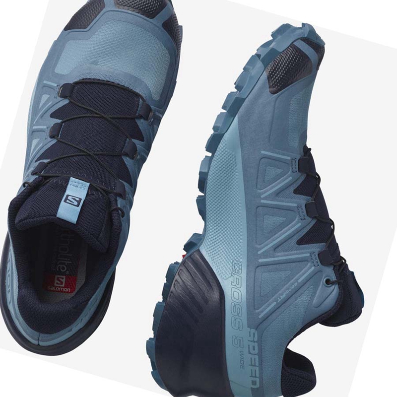 Salomon SPEEDCROSS 5 WIDE Trail Futócipő Női Kék | 87215-PDLG