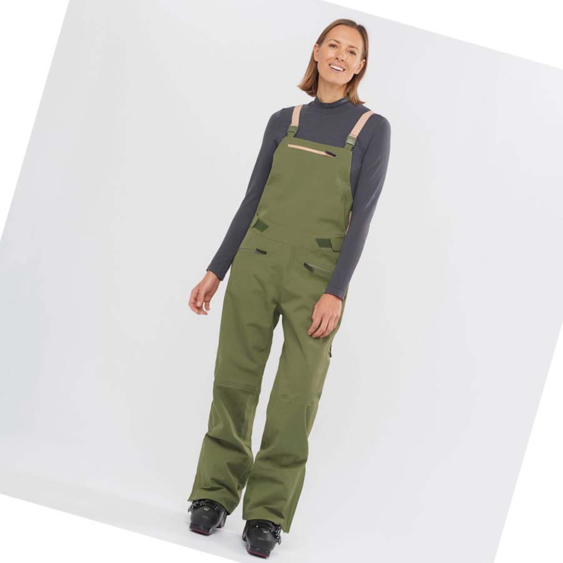 Salomon STANCE 3L BIB Sínadrág Női Olivazöld | 59214-HIWA