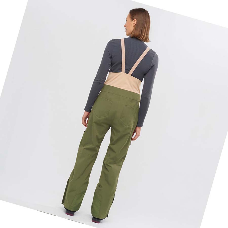 Salomon STANCE 3L BIB Sínadrág Női Olivazöld | 59214-HIWA