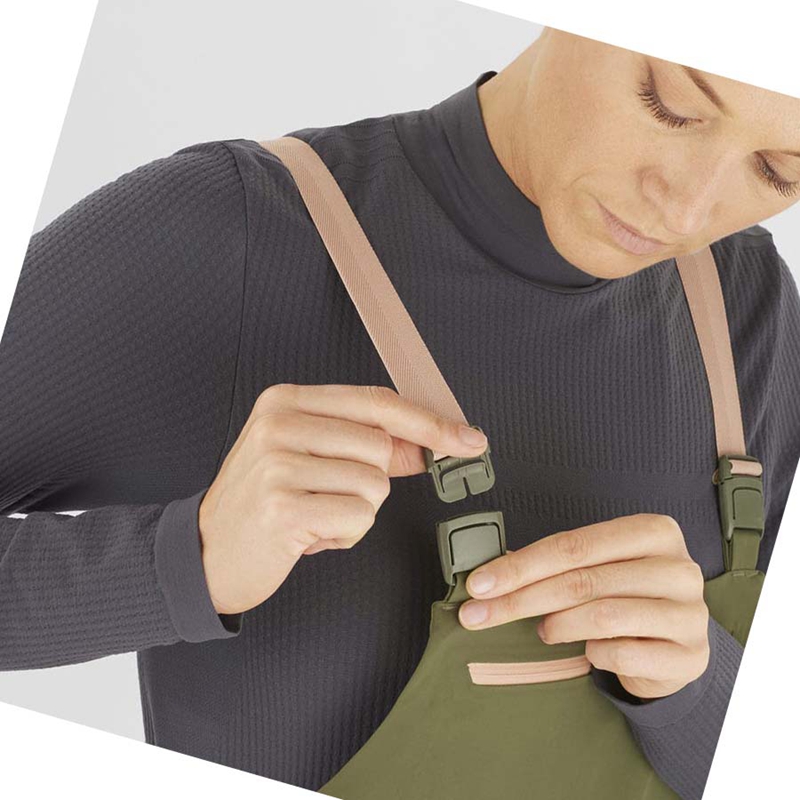 Salomon STANCE 3L BIB Sínadrág Női Olivazöld | 59214-HIWA