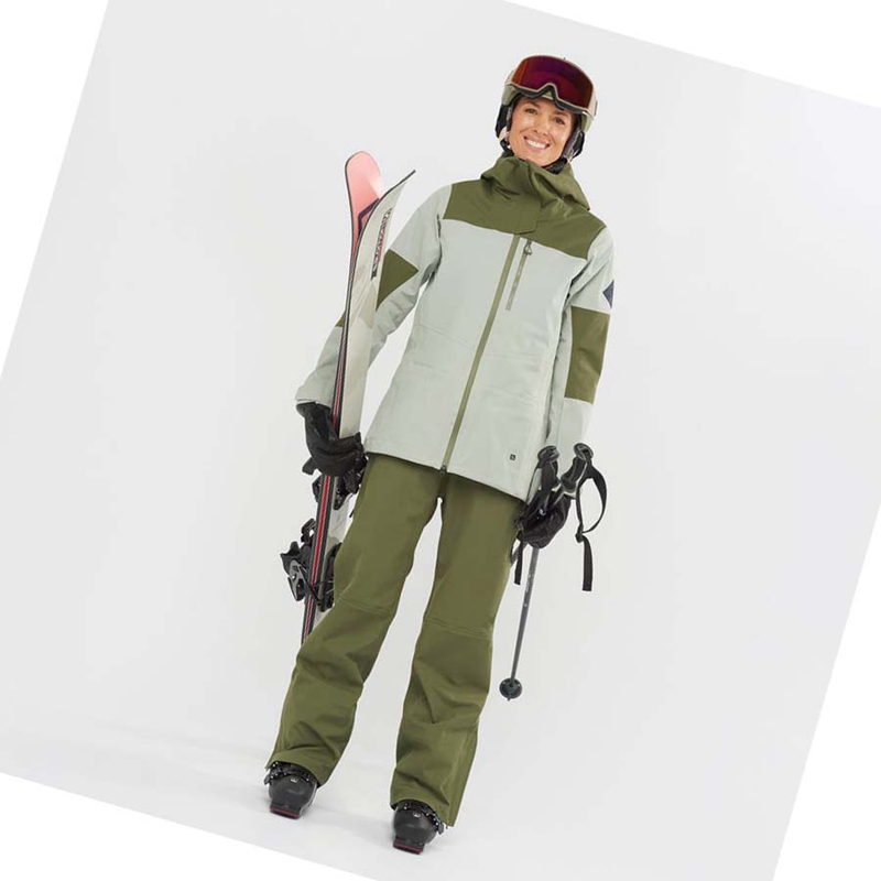 Salomon STANCE 3L BIB Sínadrág Női Olivazöld | 59214-HIWA