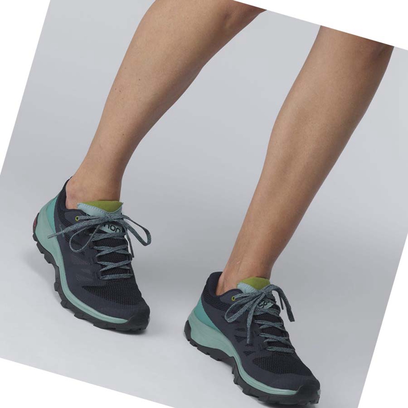 Salomon WoOUTLINE GORE-TEX Túracipő Női Fekete Zöld | 29501-PIEA