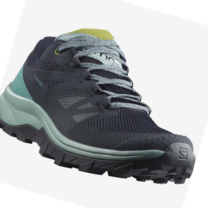 Salomon WoOUTLINE GORE-TEX Túracipő Női Fekete Zöld | 29501-PIEA
