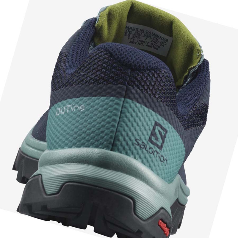 Salomon WoOUTLINE GORE-TEX Túracipő Női Fekete Zöld | 29501-PIEA