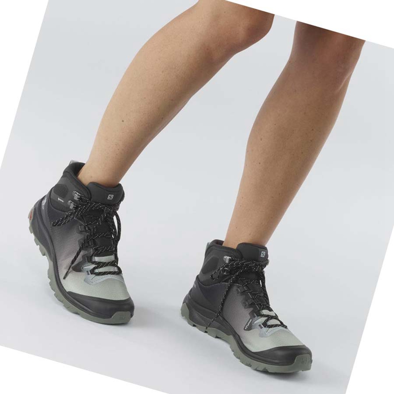 Salomon WoVAYA MID GORE-TEX Túracipő Női Fekete Fehér | 82719-VLYK