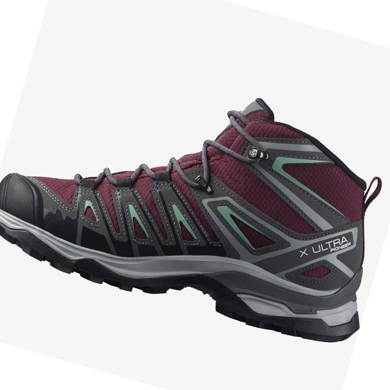 Salomon WoX ULTRA PIONEER MID CLIMASALOMON™ WATERPROOF Túracipő Női Piros | 10823-LXCB