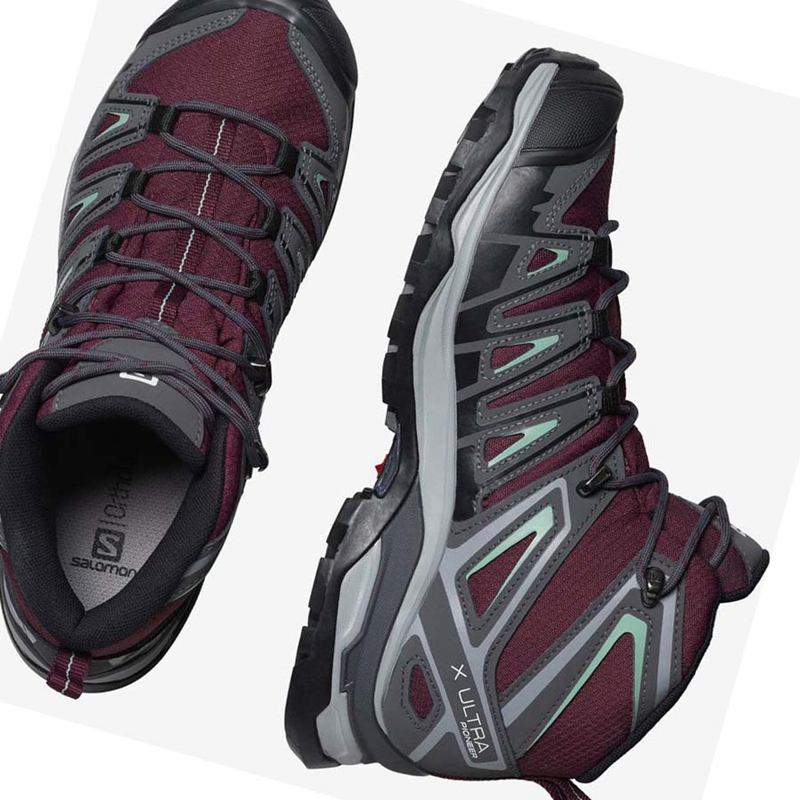 Salomon WoX ULTRA PIONEER MID CLIMASALOMON™ WATERPROOF Túracipő Női Piros | 10823-LXCB