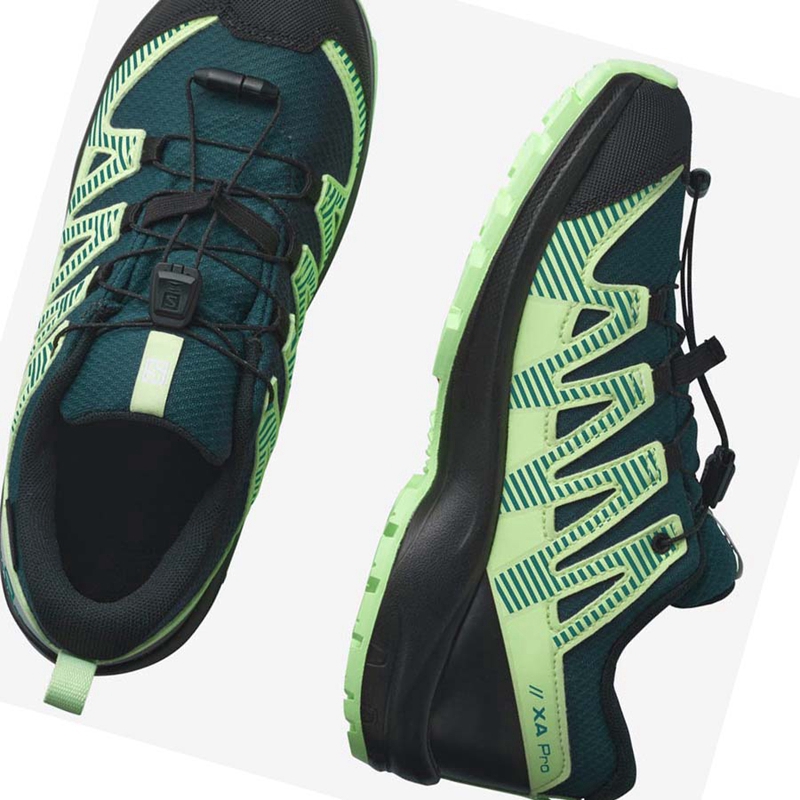Salomon XA PRO V8 CLIMASALOMON™ WATERPROOF Trail Futócipő Gyerek Zöld | 54392-XNPB