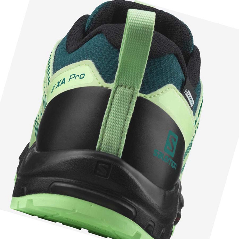 Salomon XA PRO V8 CLIMASALOMON™ WATERPROOF Trail Futócipő Gyerek Zöld | 54392-XNPB
