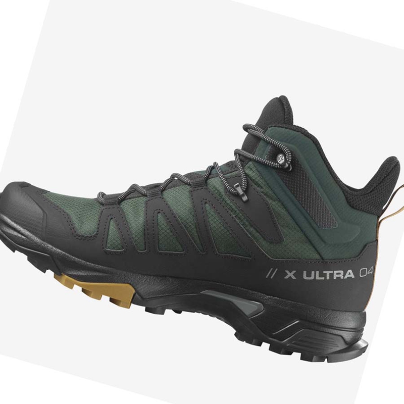 Salomon X ULTRA 4 MID GORE-TEX Túracipő Férfi Zöld Fekete | 52736-IKET