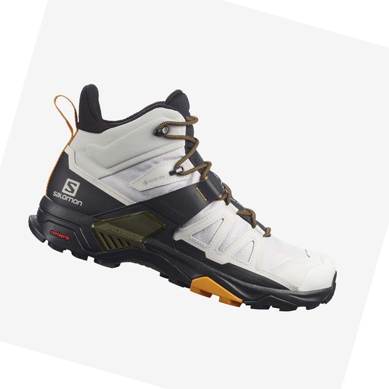 Salomon X ULTRA 4 MID GORE-TEX Túracipő Férfi Fehér Fekete | 53269-AKTL