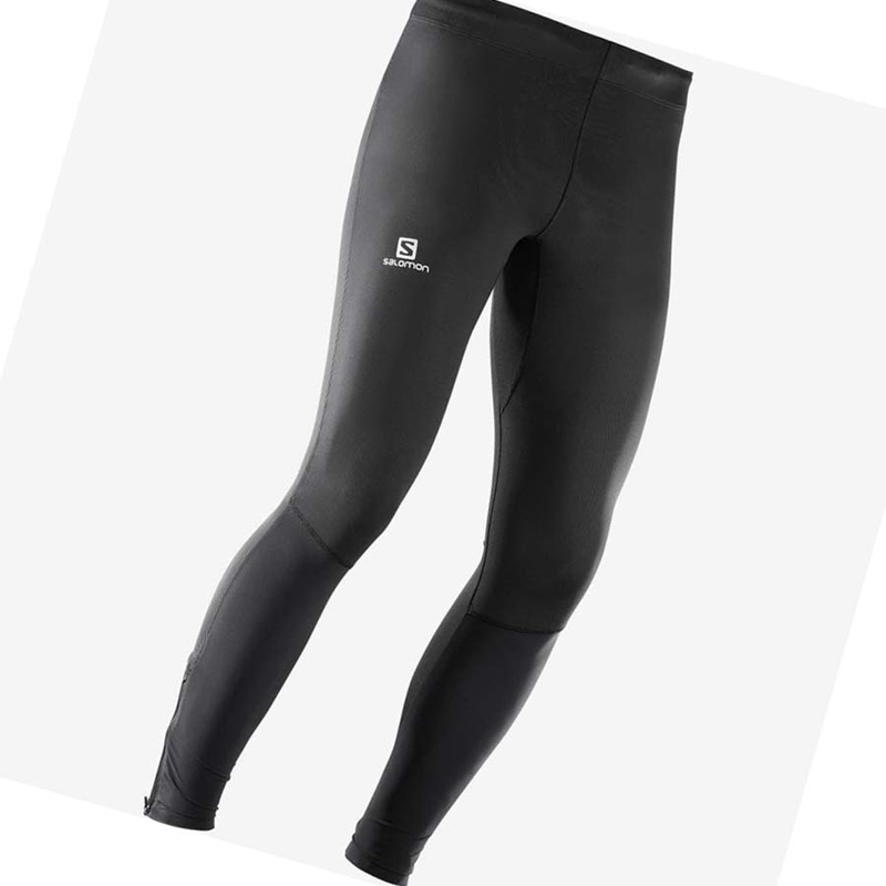 Salomon AGILE LONG Nadrág Férfi Fekete Sárga | 01736-ZUDC