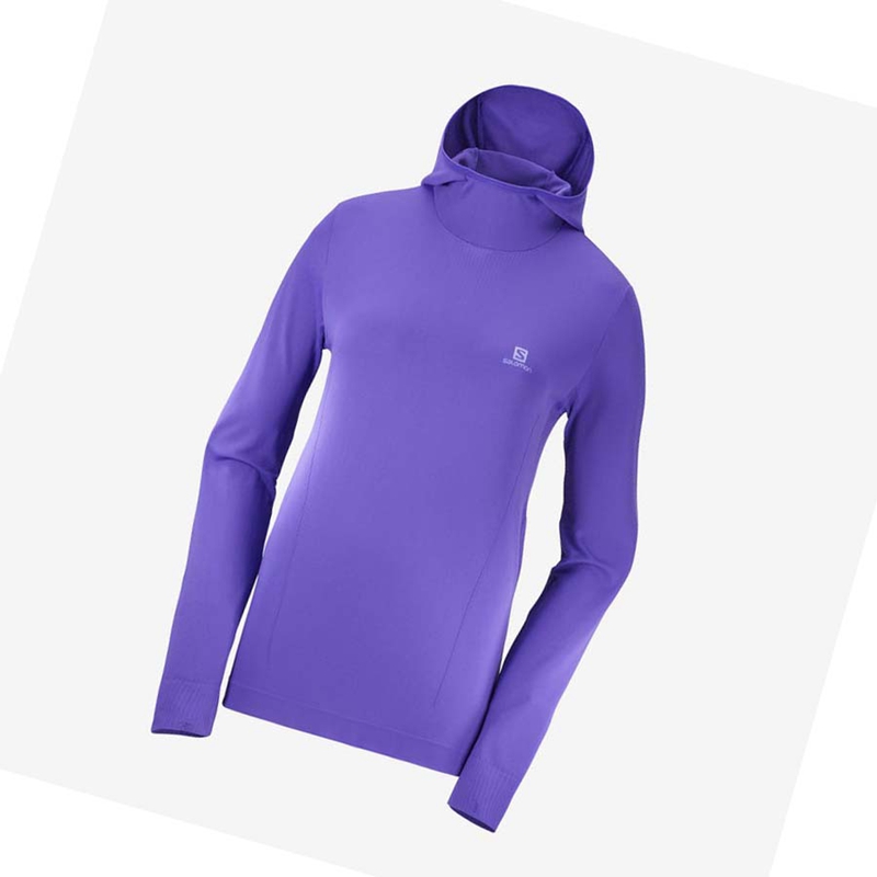 Salomon ESSENTIAL SEAMLESS Kapucnis Pulóver Női Lila | 84376-NCMA