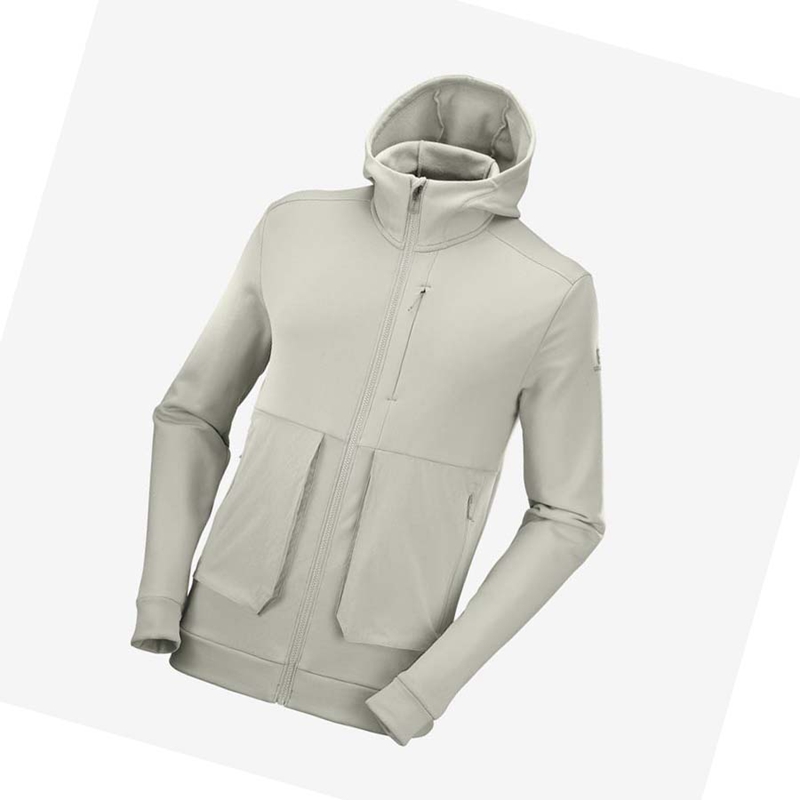 Salomon ESSENTIAL WARM FLEECE Kapucnis Pulóver Férfi Bézs | 56340-VBRS