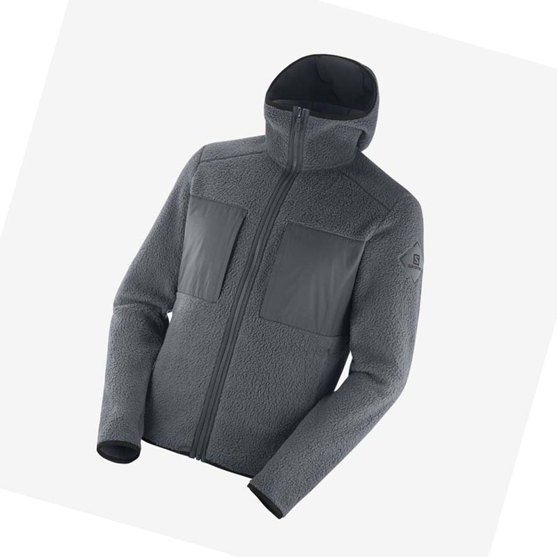 Salomon ESSENTIAL WARM TEDDY Kapucnis Pulóver Férfi Szürke | 65837-UYNB