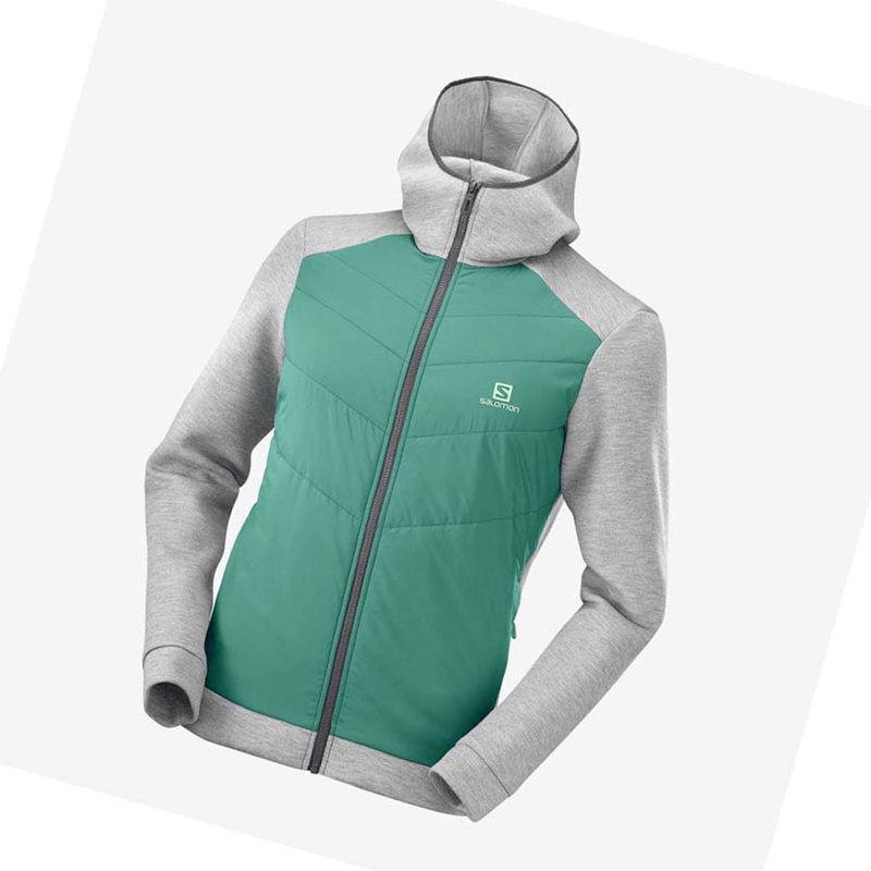 Salomon ESSENTIAL XWARM HYBRID Kapucnis Pulóver Férfi Zöld | 26095-FLQT