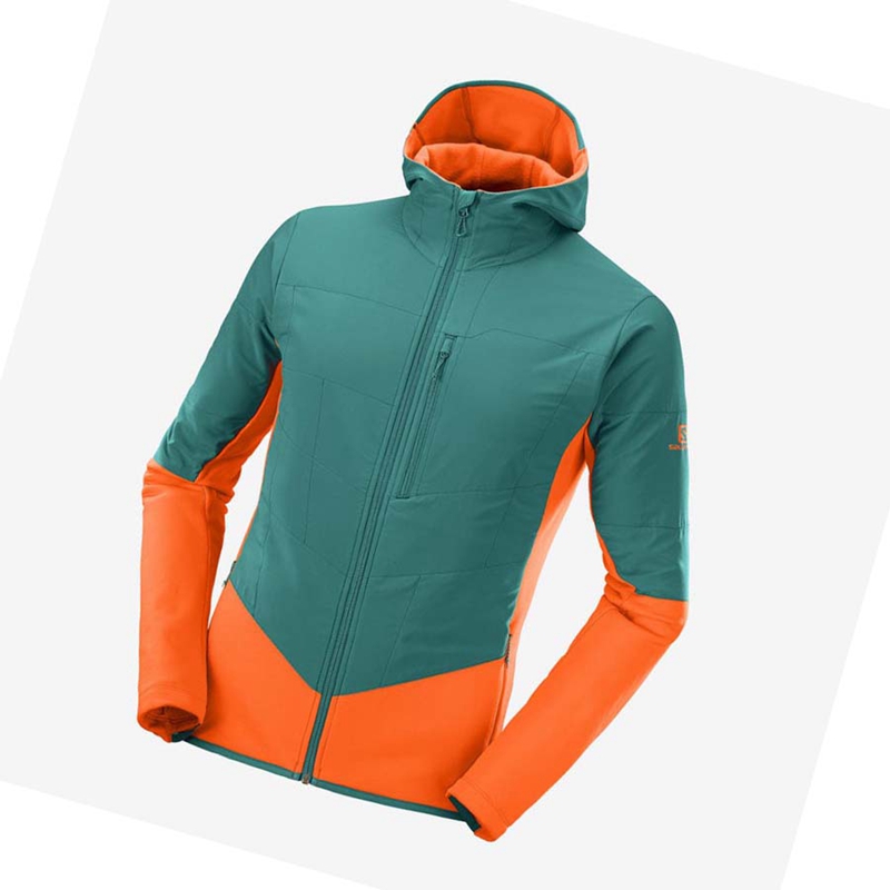 Salomon OUTLINE WARM HYBRID Kapucnis Pulóver Férfi Zöld | 05674-LJIN