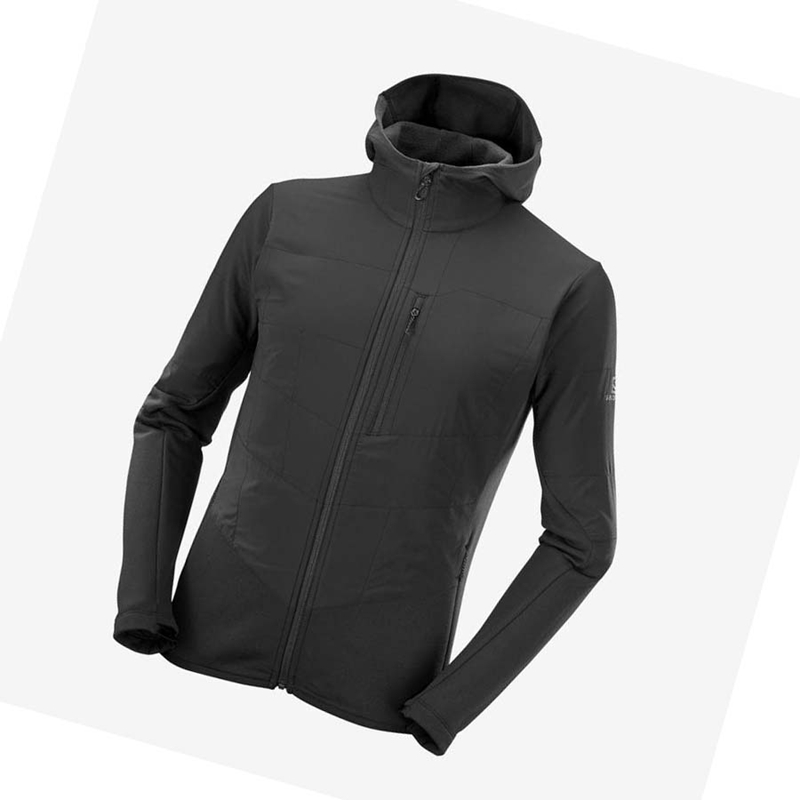 Salomon OUTLINE WARM HYBRID Kapucnis Pulóver Férfi Fekete | 80431-ALUP