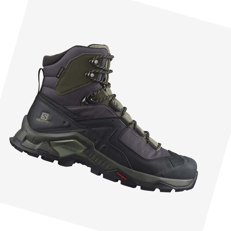 Salomon QUEST ELEMENT GORE-TEX Túracipő Férfi Fekete Olivazöld | 49812-LUYQ