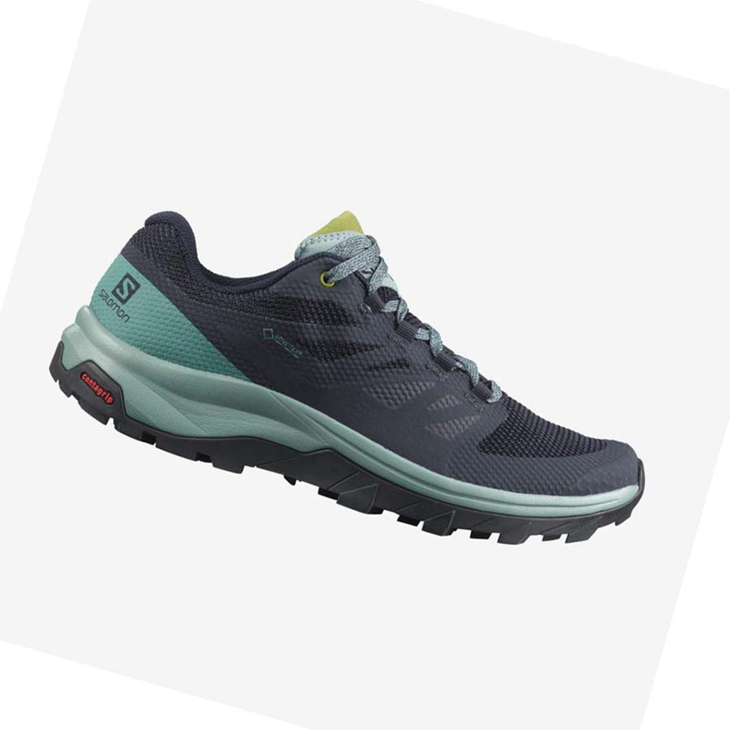 Salomon WoOUTLINE GORE-TEX Túracipő Női Fekete Zöld | 29501-PIEA