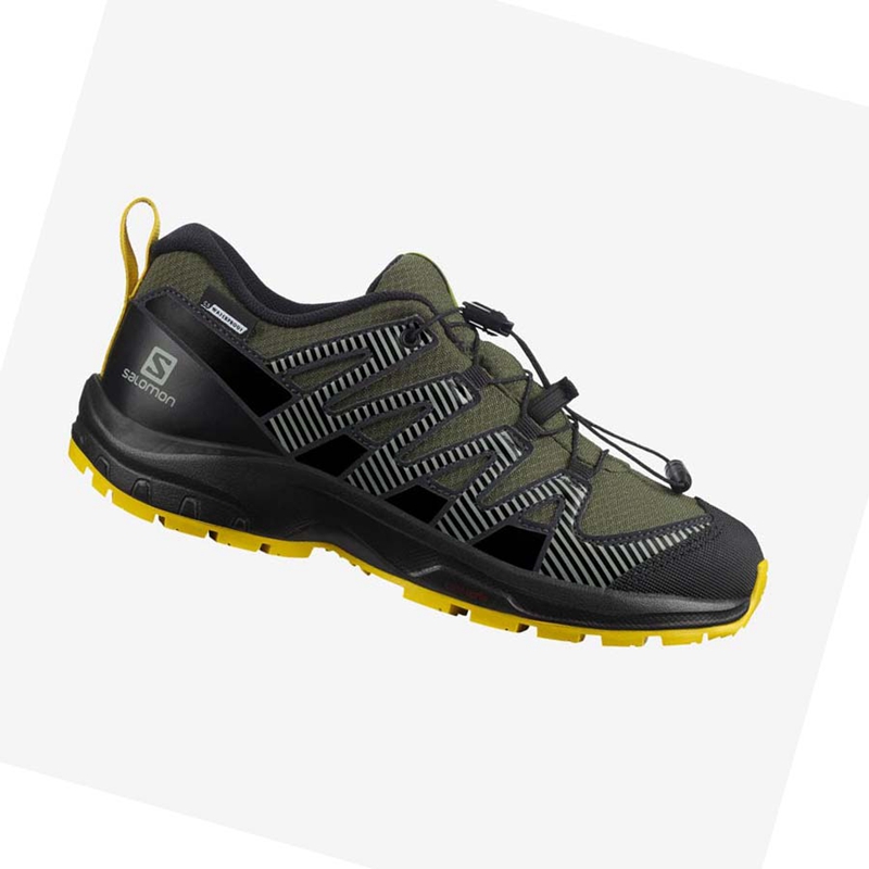 Salomon XA PRO V8 CLIMASALOMON™ WATERPROOF Trail Futócipő Gyerek Olivazöld | 40569-HJFX